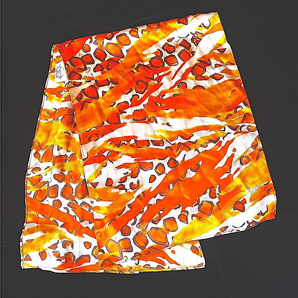 St. John Orange Gold Pure Silk Scarf
